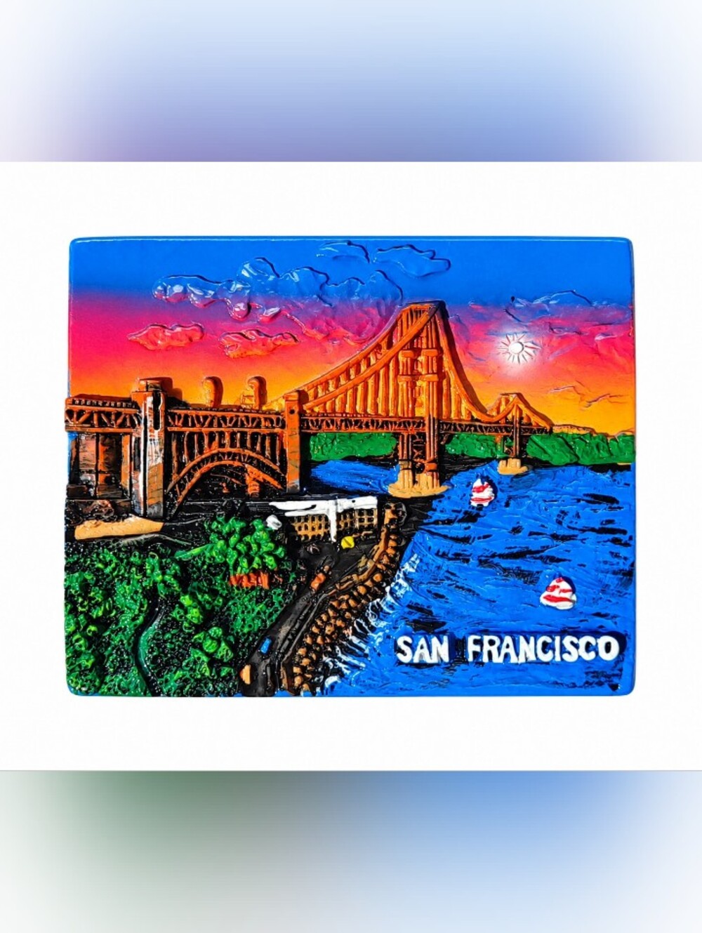 🇺🇸 San Francisco Golden Gate Bridge 3D Resin Fridge Magnet Souvenir 3” x 2.5”